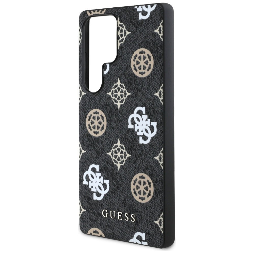 Guess Samsung Galaxy S25 Ultra - 4G Printed Colored Peony Pattern - MagSafe Θήκη με Επένδυση Συνθετικού Δέρματος - Black - GUHMS25LP4PWPK