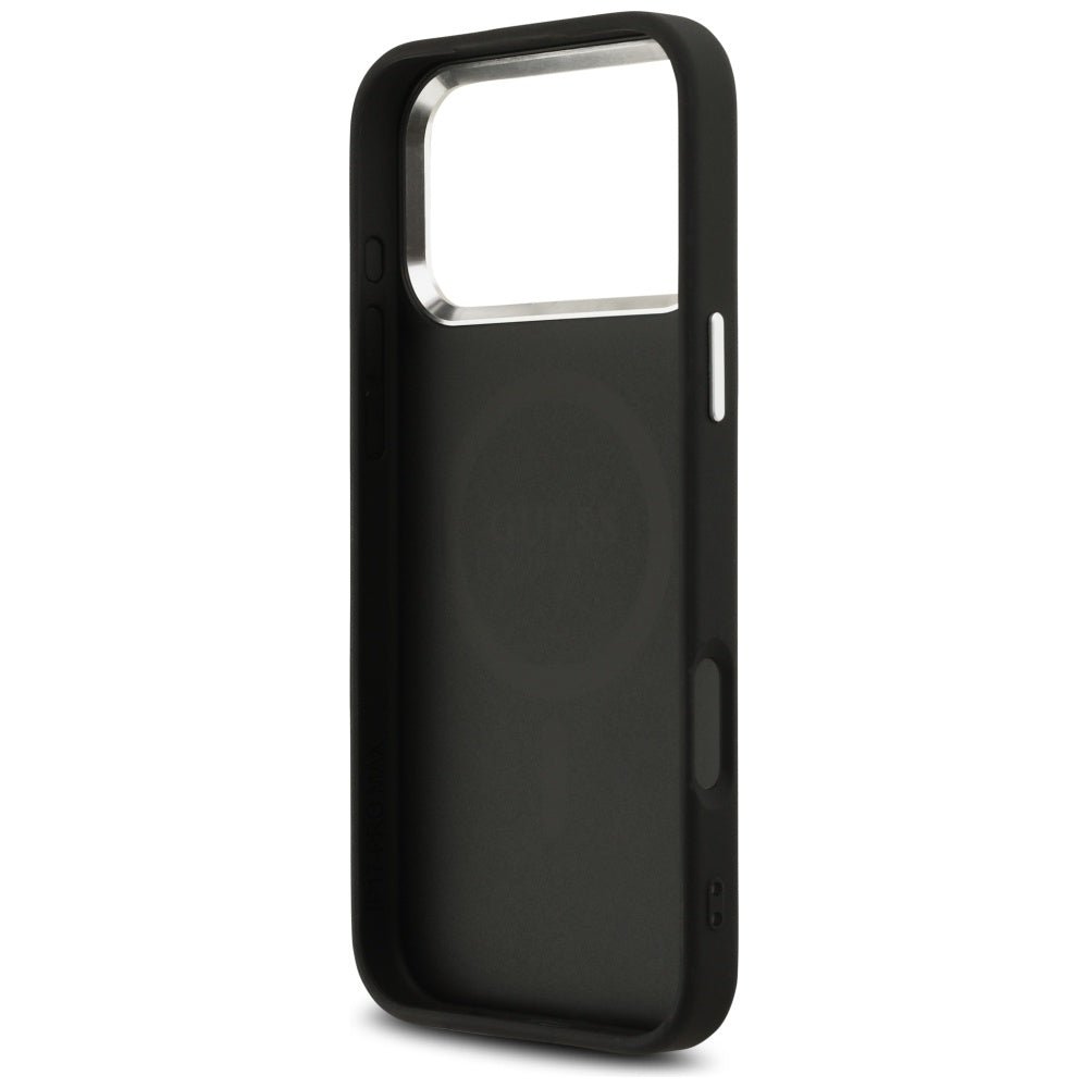 Guess iPhone 17 Pro Max - 4G Classic Logo MagSafe - Σκληρή Θήκη με Πλαίσιο Σιλικόνης και Επένδυση Οικολογικού Δέρματος - Black - GUHMP17XP4GSSMCK