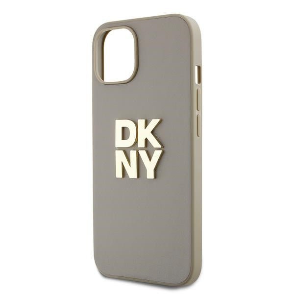 DKNY iPhone 15 / 14 / 13 - Wrist Strap Stock Logo - Σκληρή Θήκη με Επένδυση Συνθετικού Δέρματος με Λουράκι - Beige