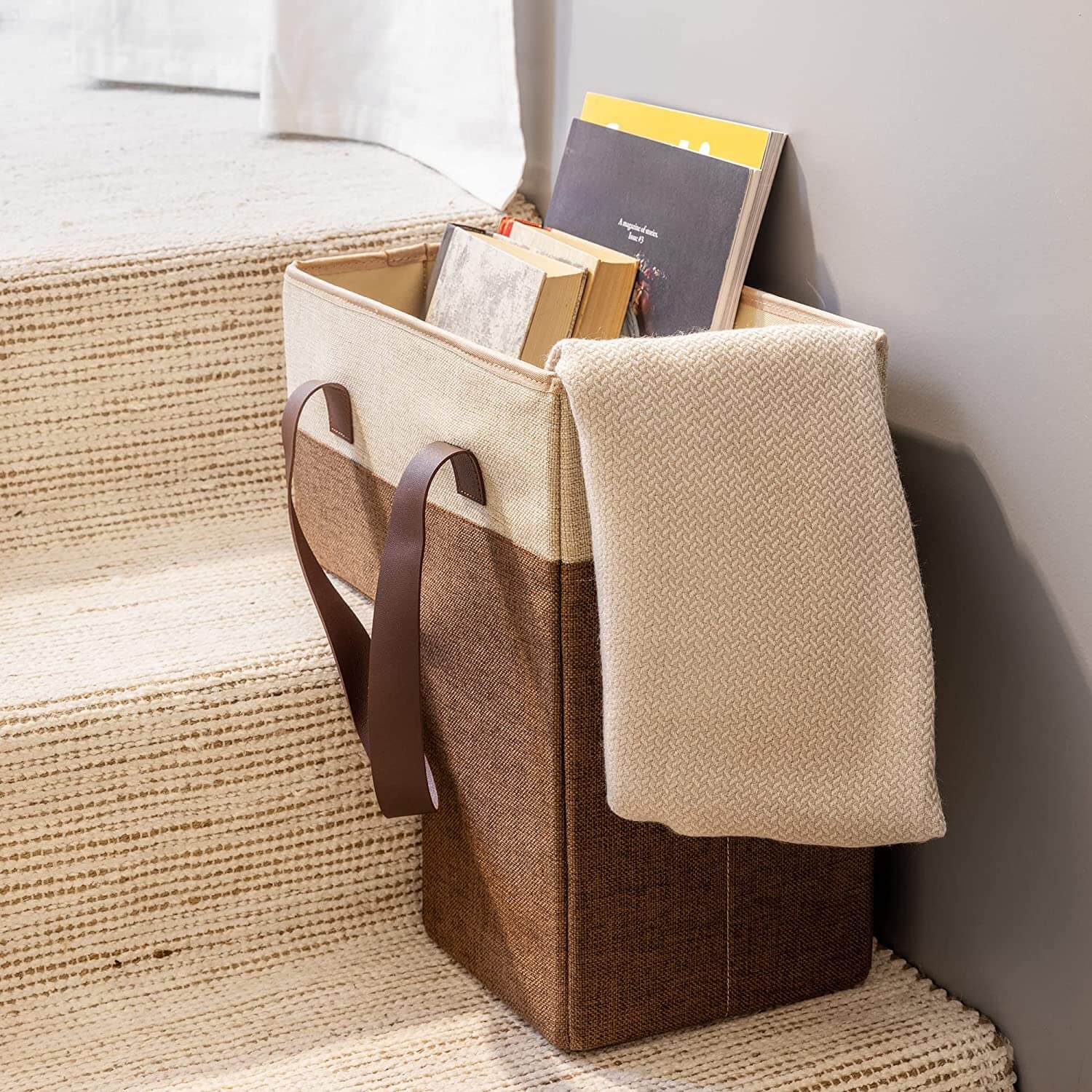 Navaris Καλάθι Αποθήκευσης για τις Σκάλες με Χερούλια - Brown - 59253.01