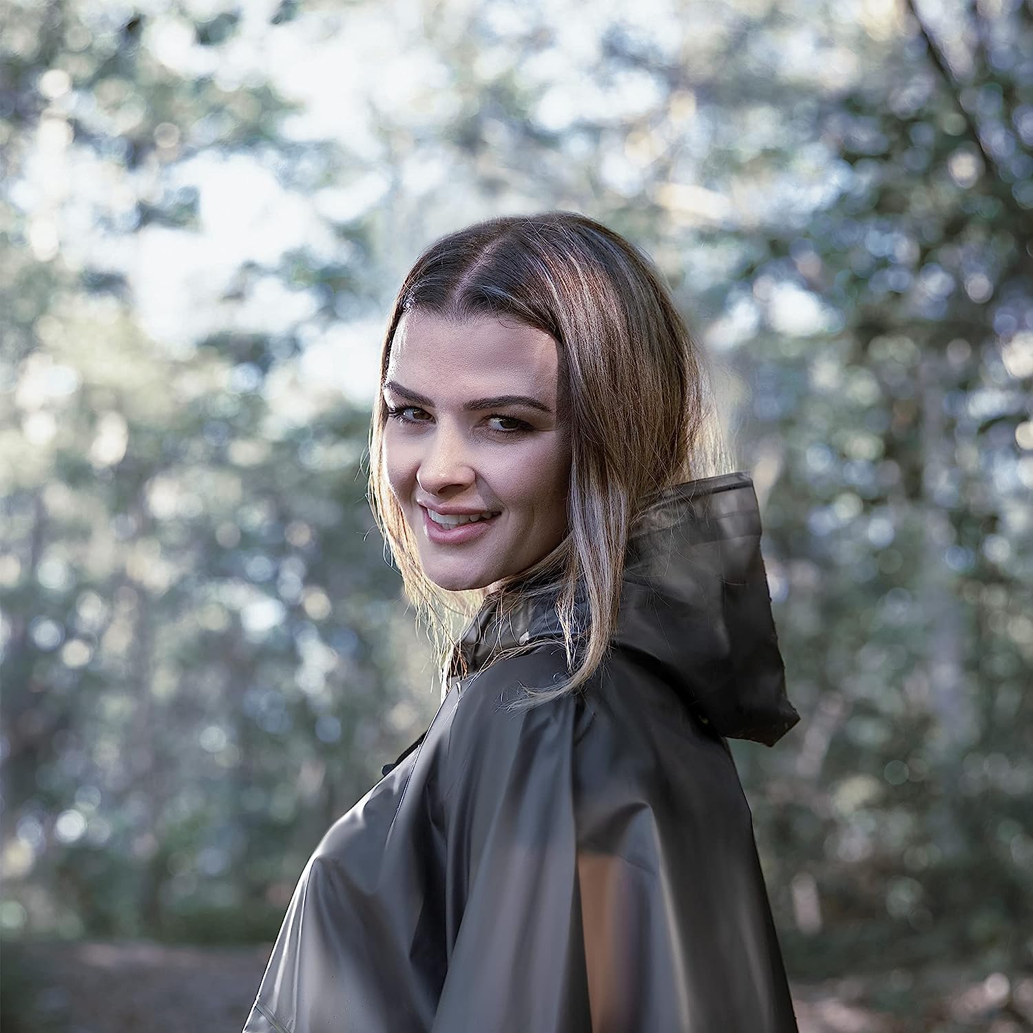 Navaris Αδιάβροχο Unisex Πόντσο με Κουκούλα - Black - 52203.01.01