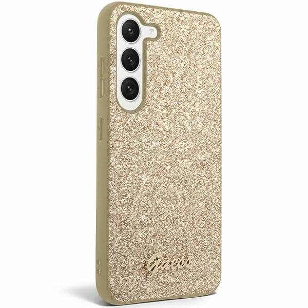 Guess Samsung Galaxy S24 Glitter Script Σκληρή Θήκη με Πλαίσιο Σιλικόνης - Gold - GUHCS24SHGGSHD
