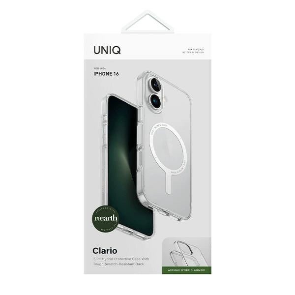 Uniq iPhone 16 Clario Eco - Friendly Σκληρή Θήκη με Πλαίσιο Σιλικόνης και MagSafe - Διάφανη