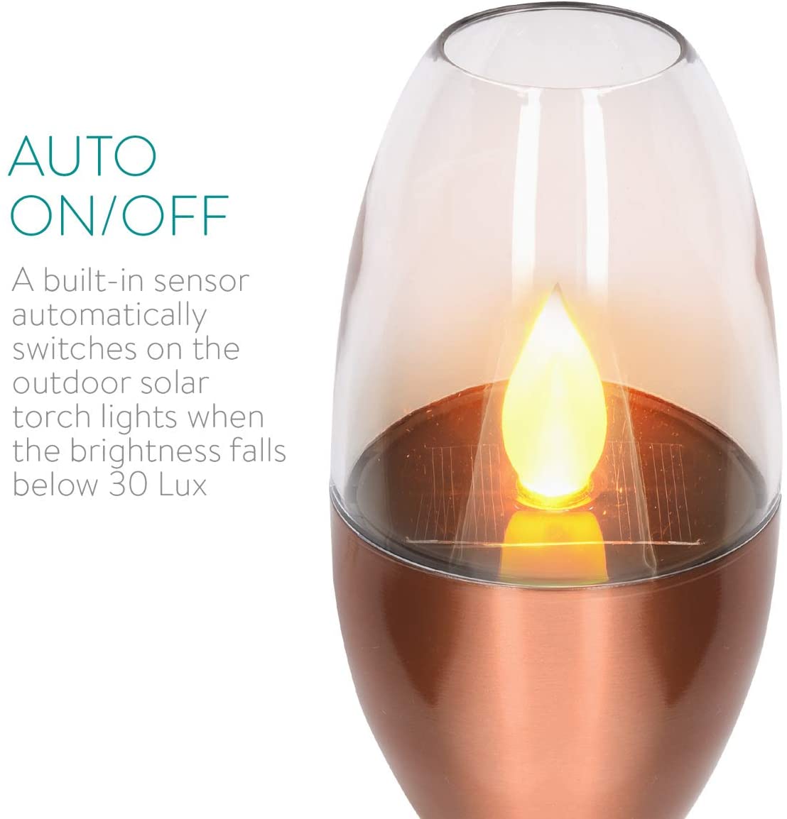 Navaris Outdoor Solar Torch Lights Διακοσμητικά Φώτα Κήπου - Copper - 47538.27.04