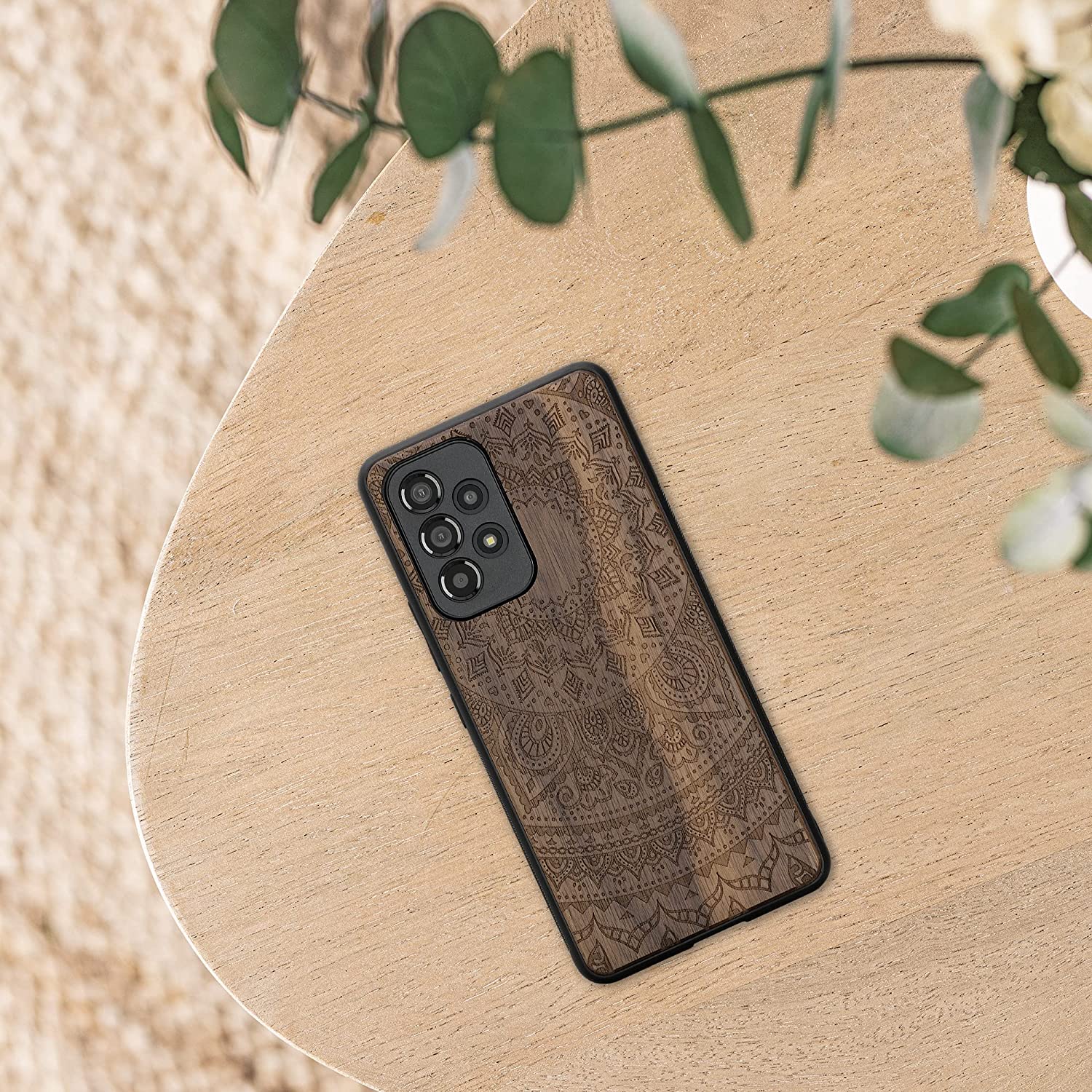 KW Samsung Galaxy A53 5G Θήκη από Φυσικό Ξύλο Design Indian Sun - Dark Brown - 58317.03
