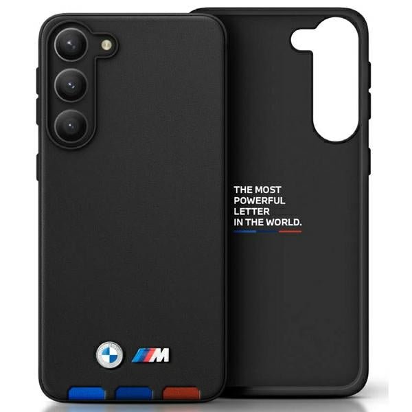 BMW Samsung Galaxy A54 5G Leather Stamp Tricolor Σκληρή Θήκη με Πλαίσιο Σιλικόνης - Black