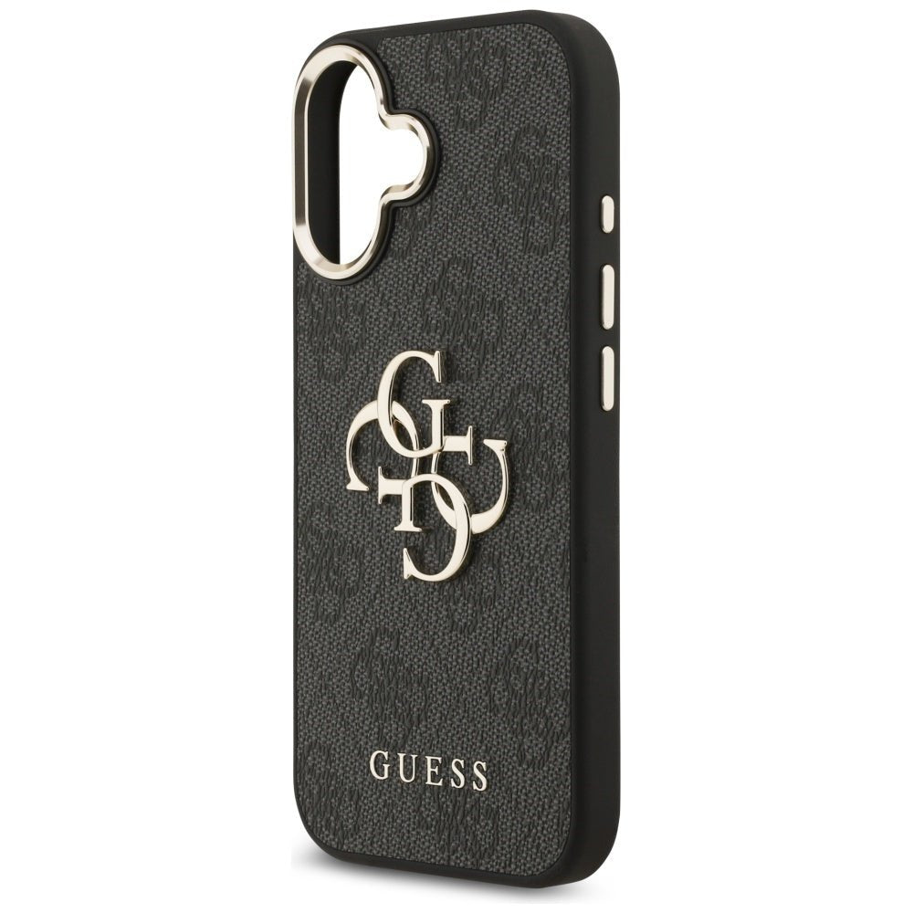 Guess iPhone 17 - 4G Big 4G Classic Logo - Σκληρή Θήκη με Πλαίσιο Σιλικόνης και Επένδυση από Οικολογικό Δέρμα - Black / Gold - GUHCP17S4GMGCGR