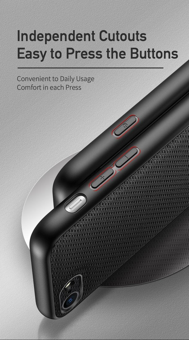 Dux Ducis iPhone SE 2022 / SE 2020 / 7 / 8 Fino Series Σκληρή Θήκη με Πλαίσιο Σιλικόνης και Επένδυση από Ύφασμα - Black
