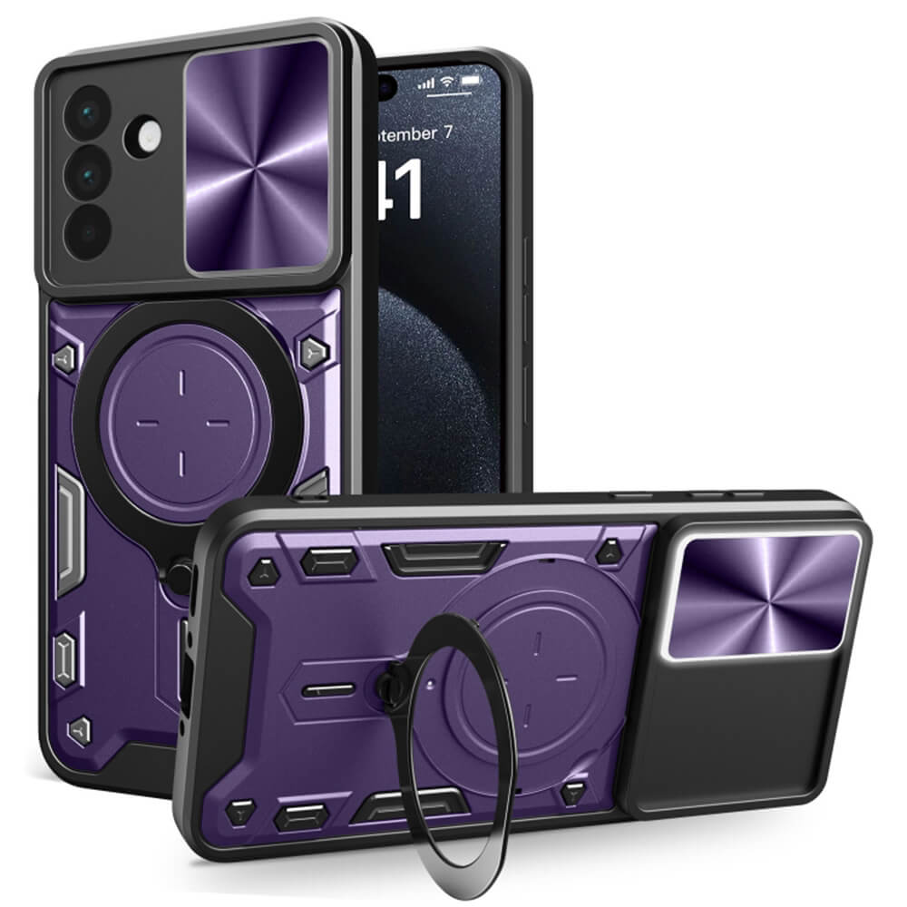Techsuit Samsung Galaxy A56 5G - CamGuard Pro - Σκληρή Θήκη με Προστασία Καμερών και Δαχτυλίδι Συγκράτησης - Purple