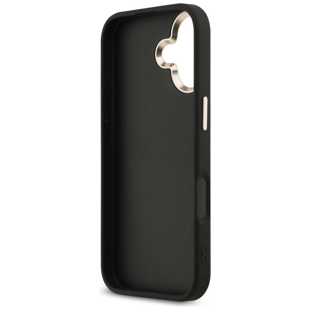 Guess iPhone 17 - 4G Big 4G Classic Logo - Σκληρή Θήκη με Πλαίσιο Σιλικόνης και Επένδυση από Οικολογικό Δέρμα - Black / Gold - GUHCP17S4GMGCGR