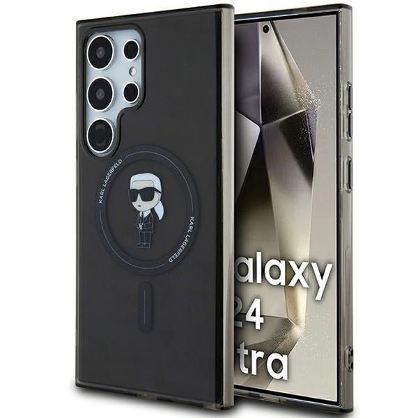 Karl Lagerfeld Samsung Galaxy S24 Ultra - IML Ikonik - Magsafe Σκληρή Θήκη με Πλαίσιο Σιλικόνης - Black - KLHMS24LHFCKNOK