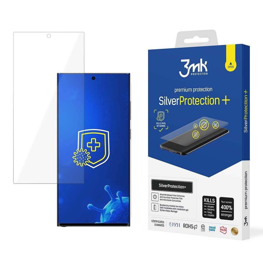 3MK Samsung Galaxy S23 Ultra Silver Protect+ Wet - mounted Antimicrobial Film 0,21mm Προστατευτικό Φιλμ Οθόνης - Διάφανο