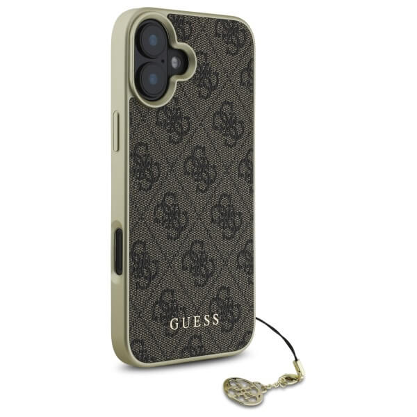 Guess iPhone 16 Plus - 4G Charms Collection - Θήκη με Επένδυση Συνθετικού Δέρματος - Brown - GUHCP16MGF4GBR