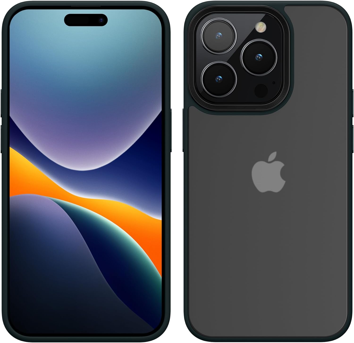 KW iPhone 15 Pro Shockproof Σκληρή Θήκη με Πλαίσιο Σιλικόνης - Dark Green / Matte Ημιδιάφανη - 61963.80