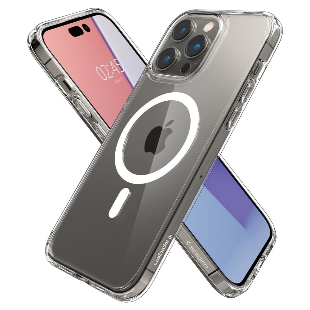 Spigen iPhone 14 Pro Max Ultra Hybrid Mag Σκληρή Θήκη με Πλαίσιο Σιλικόνης Και MagSafe - White / Διάφανη
