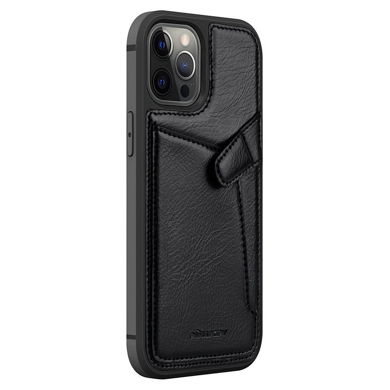 Nillkin iPhone 12 / iPhone 12 Pro Aoge Leather Θήκη από Γνήσιο Δέρμα και Υποδοχή για Κάρτα - Black