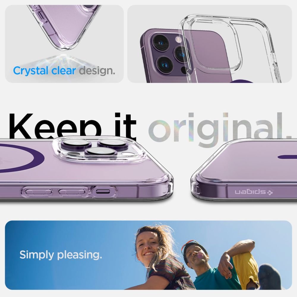 Spigen iPhone 14 Pro Max Ultra Hybrid Mag Σκληρή Θήκη με Πλαίσιο Σιλικόνης Και MagSafe - Deep Purple / Διάφανη