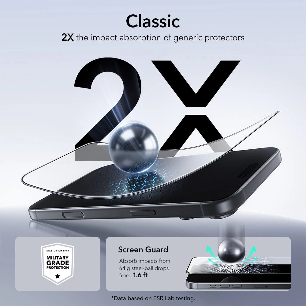 ESR iPhone 17 Pro Max - UltraFit Classic - Full Screen Αντιχαρακτικό Γυαλί Οθόνης - 2 Τεμάχια - Black