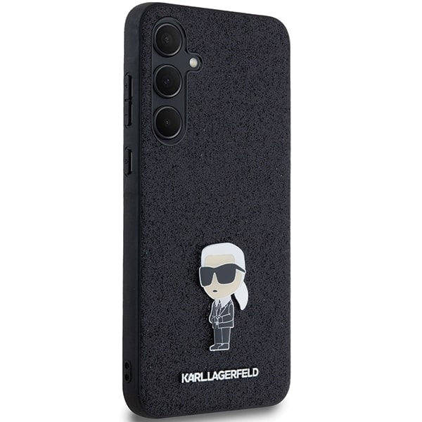 Karl Lagerfeld Samsung Galaxy A55 5G - Fixed Glitter Ikonik Logo Metal Pin - Σκληρή Θήκη με Πλαίσιο Σιλικόνης - Black - KLHCSA55GKNPSK