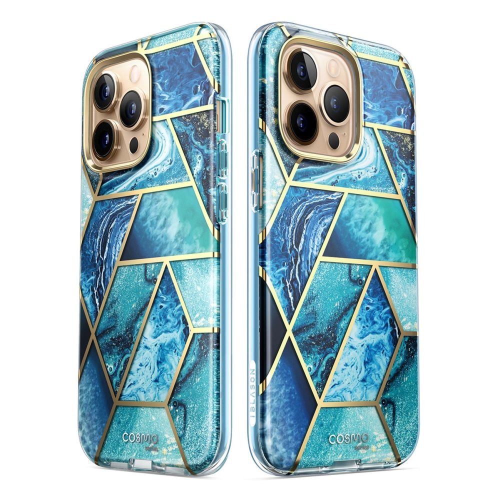 i - Blason iPhone 14 Pro Max Cosmo Σκληρή Θήκη με Πλαίσιο Σιλικόνης και Προστασία Οθόνης - Ocean Blue
