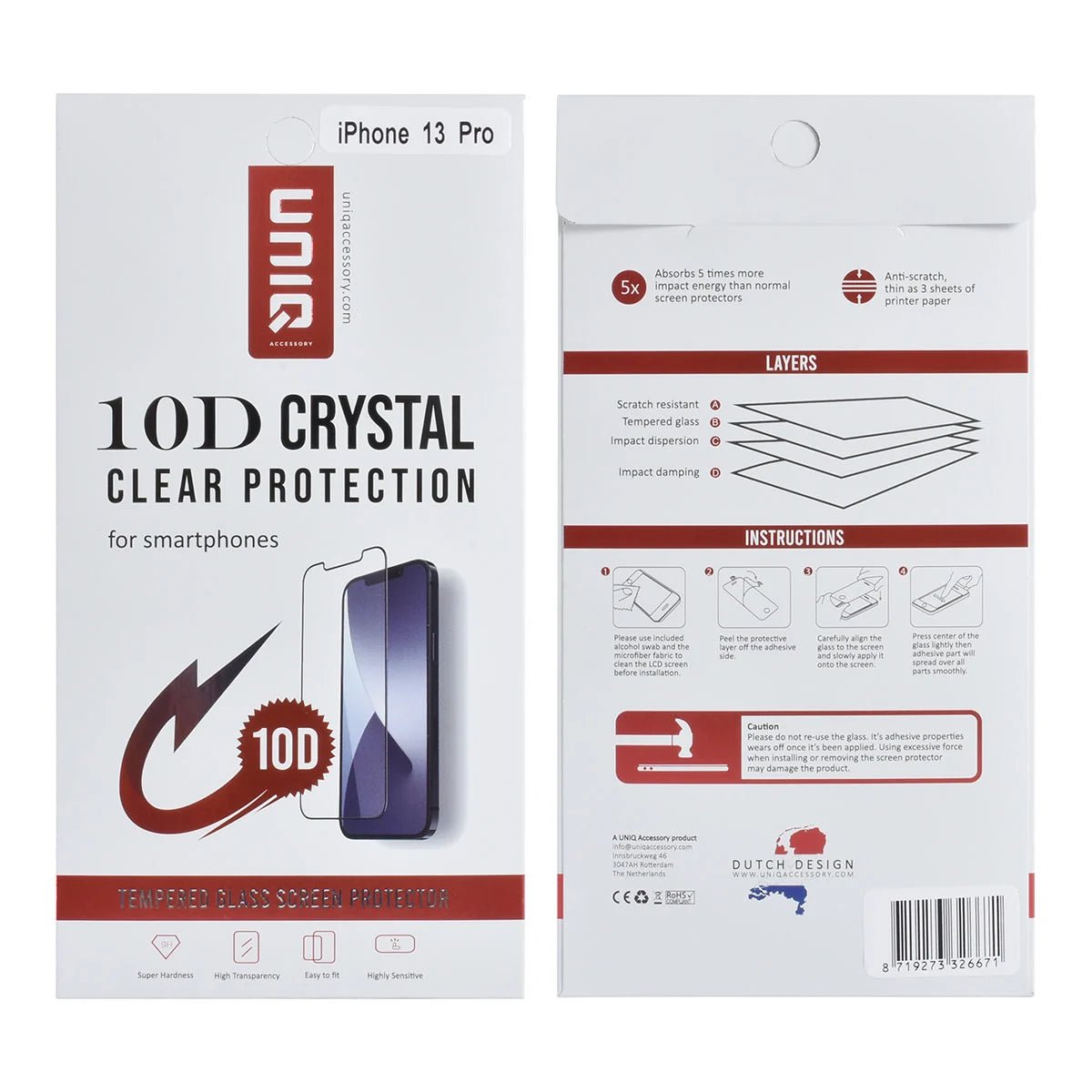 Tuniq iPhone 13 Pro - Προστασία Οθόνης - Full Screen 10D Αντιχαρακτικό Γυαλί Tempered Glass - Διάφανο / Μαύρο