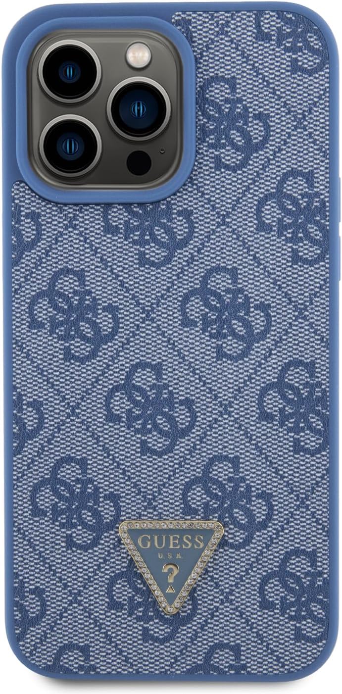 Guess iPhone 15 Pro Max - Crossbody 4G Metal Logo Θήκη με Επένδυση Συνθετικού Δέρματος και Λουράκι - Blue - GUHCP15XP4TDSCPB