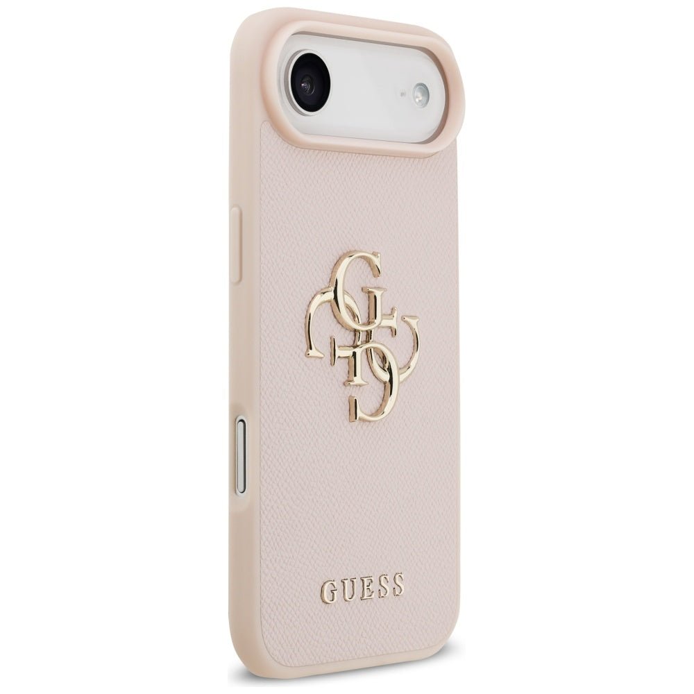 Guess iPhone Air - Grained Big 4G and Classic Logo - Σκληρή Θήκη με Επένδυση από Οικολογικό Δέρμα - Pink - GUHCP17MPGT4MBP