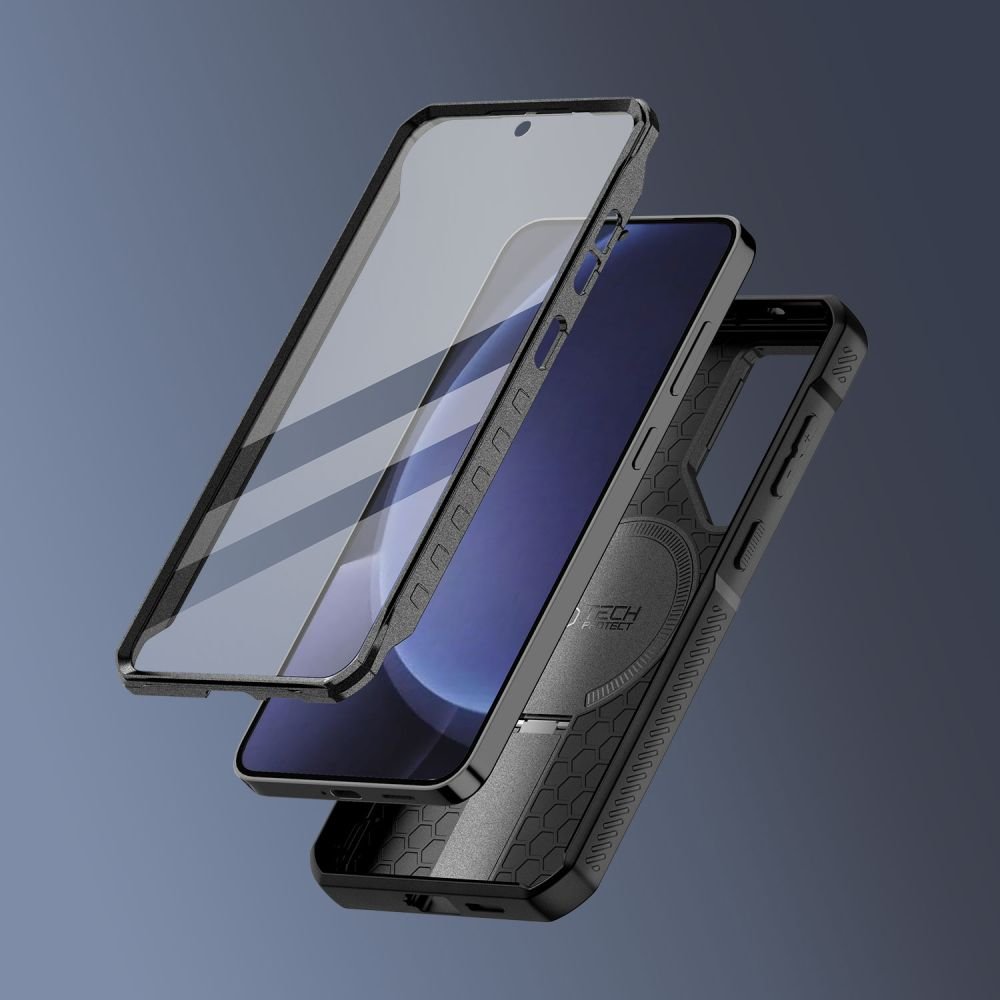 Tech - Protect Samsung Galaxy S25 Plus Kevlar MagSafe+ Σκληρή Θήκη με Προστασία για την Οθόνη / την Κάμερα και Stand - Black