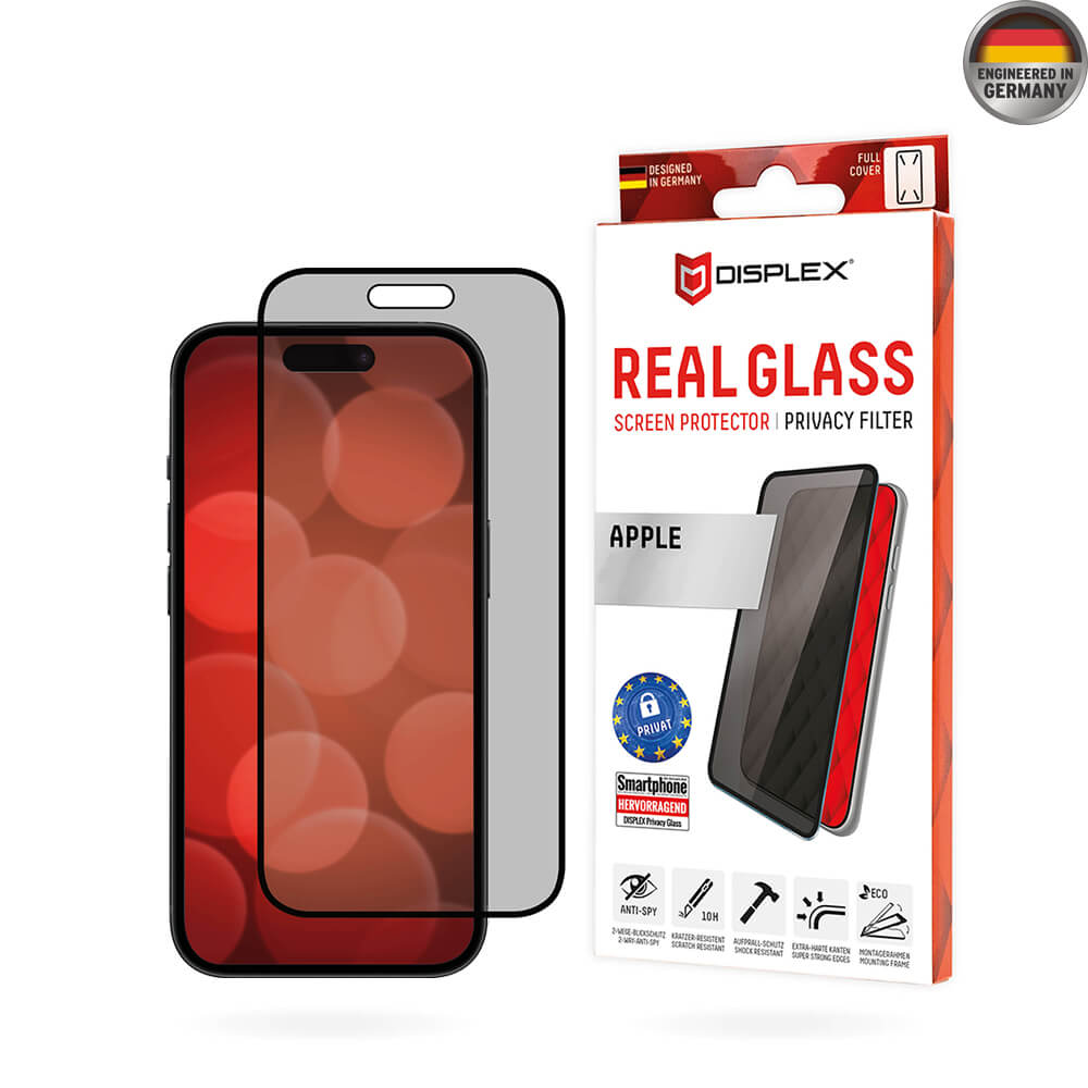 Displex iPhone 16 Plus - Premium Προστασία Οθόνης - Privacy Full Screen Αντιχαρακτικό Γυαλί Tempered Glass - Black