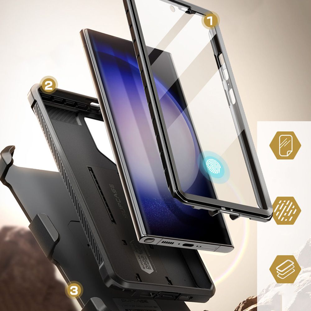 Supcase Samsung Galaxy S24 Ultra Unicorn Beetle Pro 2 Σκληρή Θήκη με Προστασία Οθόνης και Stand - Black