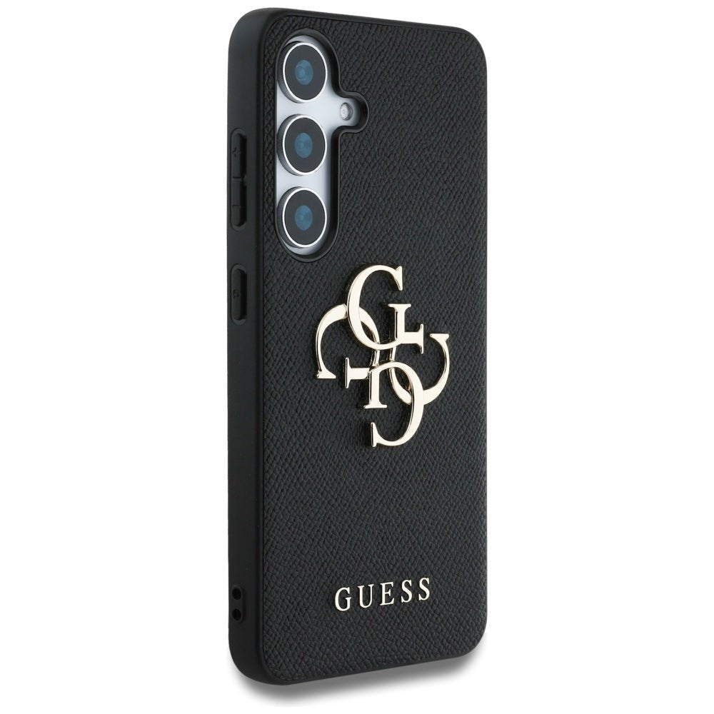Guess Samsung Galaxy S25 Plus - Grained Big 4G Logo Small Classic Logo - Σκληρή Θήκη με Επένδυση από Οικολογικό Δέρμα - Black - GUHCS25MPGT4MBK