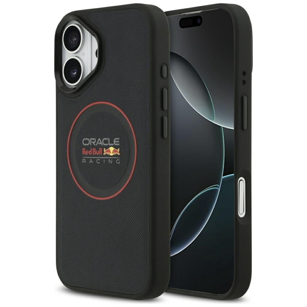 Red Bull iPhone 17 - Meshed Red Ring and Metal Buttons MagSafe - Σκληρή Θήκη με Επένδυση Οικολογικού Δέρματος - Navy - RBHMP17S24PUILVR