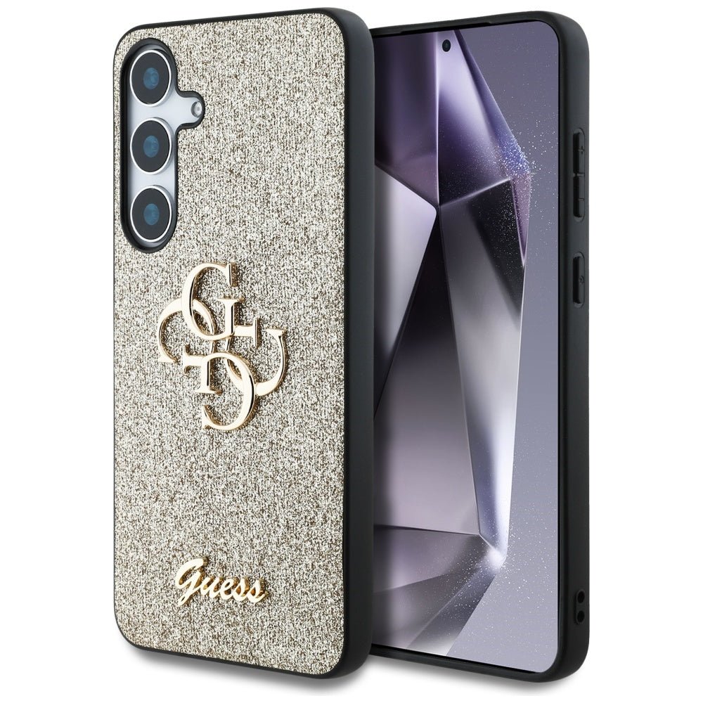 Guess Samsung Galaxy S25 Plus - Fixed Glitter Big 4G - Σκληρή Θήκη με Πλαίσιο Σιλικόνης - Gold - GUHCS25MHG4SGD