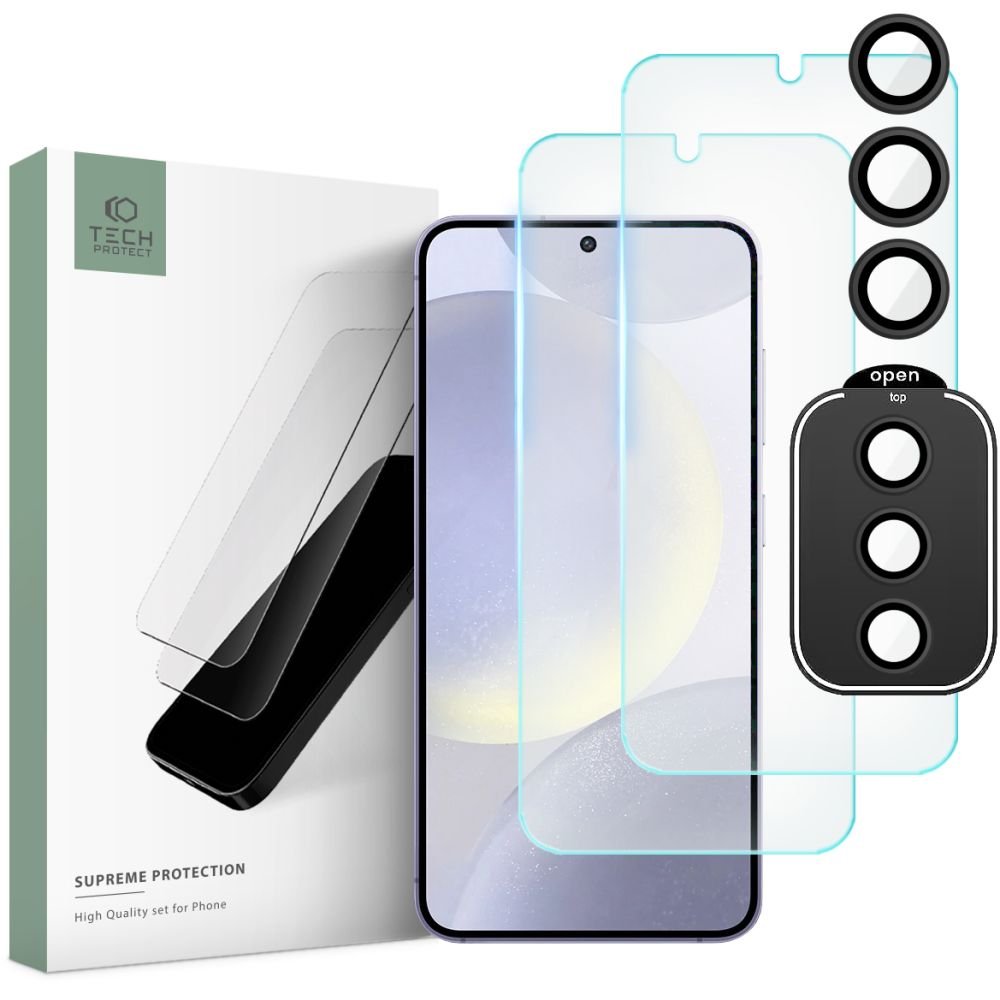 Tech - Protect Samsung Galaxy S24+ Supreme Set - Σετ με 2 Tempered Glass Αντιχαρακτικά Γυαλιά Οθόνης και 1 Αντιχαρακτικό Γυαλί για την Κάμερα - Διάφανα