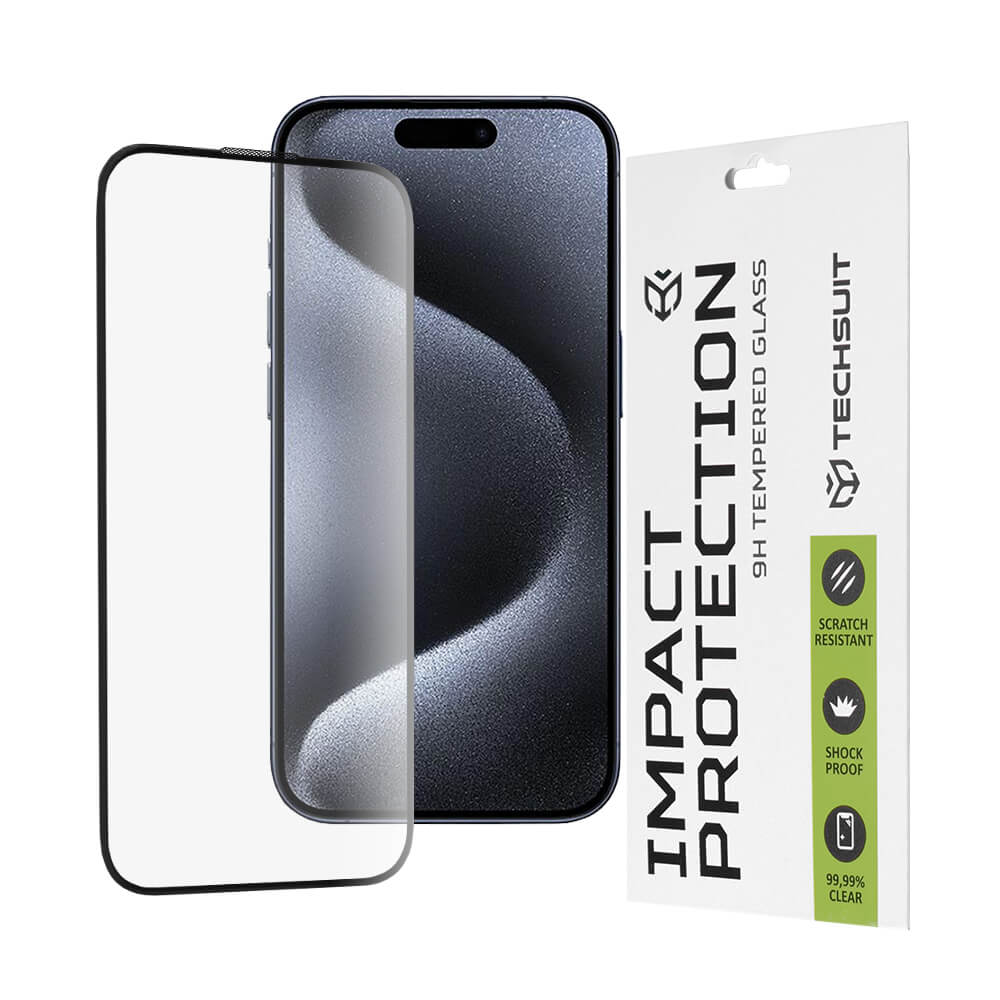 Techsuit iPhone 15 Pro 9H 111D 0.33mm Full Screen Full Glue Tempered Glass Αντιχαρακτικό Γυαλί Οθόνης - Black
