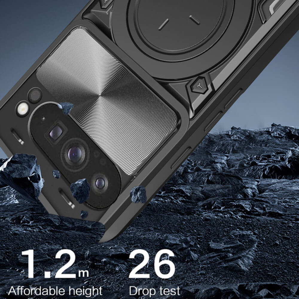 Techsuit Xiaomi Redmi Note 14 Pro 5G / Poco X7 - CamGuard Pro - Σκληρή Θήκη με Προστασία Καμερών και Δαχτυλίδι Συγκράτησης - Black