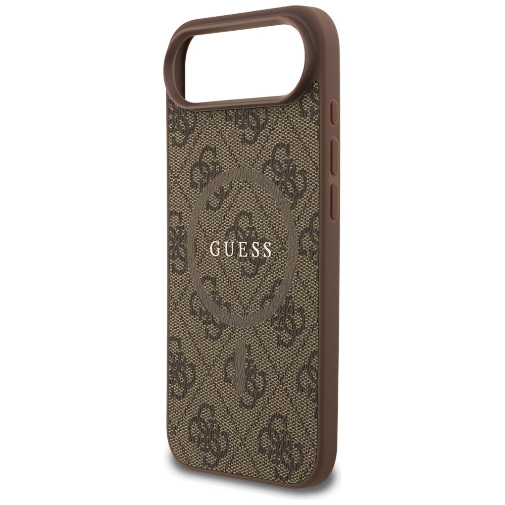 Guess iPhone Air - 4G Ring Classic Logo MagSafe - Σκληρή Θήκη με Πλαίσιο Σιλικόνης και Επένδυση Συνθετικού Δέρματος - Brown - GUHMP17MG4GFRW