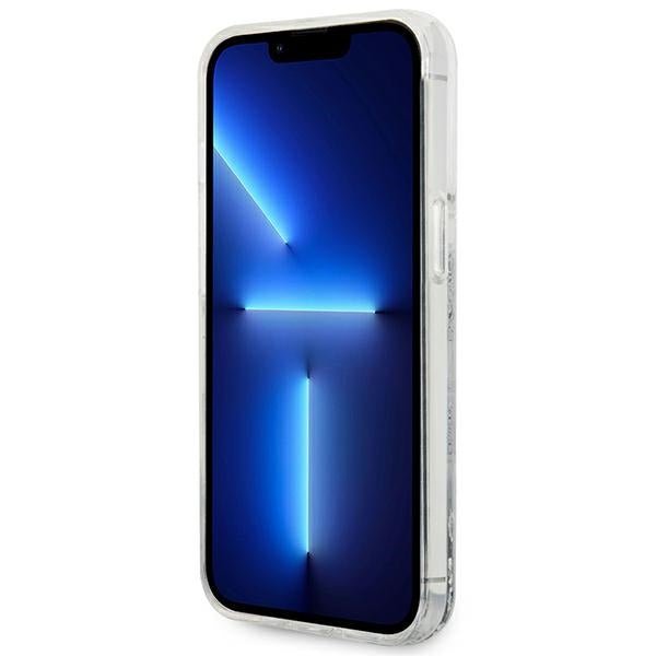 Karl Lagerfeld iPhone 14 Pro Max - Liquid Glitter Big KL Σκληρή Θήκη με Πλαίσιο Σιλικόνης - Διάφανη / Silver - KLHCP14XLBKLCS