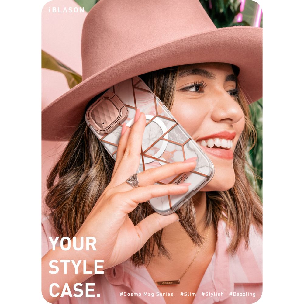 i - Blason iPhone 15 Cosmo Mag Σκληρή Θήκη με Προστασία Οθόνης / Κάμερας και Magsafe - Marble