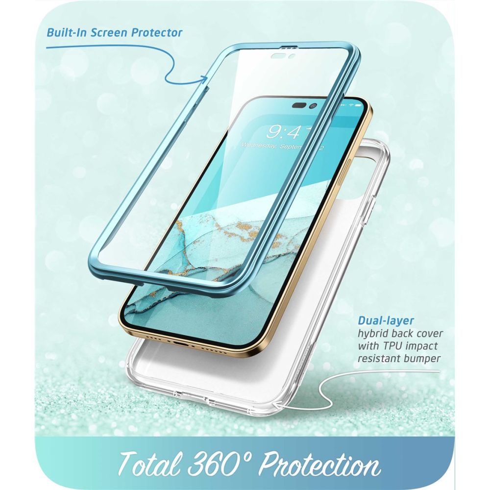 i - Blason iPhone 14 Pro Max Cosmo Σκληρή Θήκη με Πλαίσιο Σιλικόνης και Προστασία Οθόνης - Ocean Blue