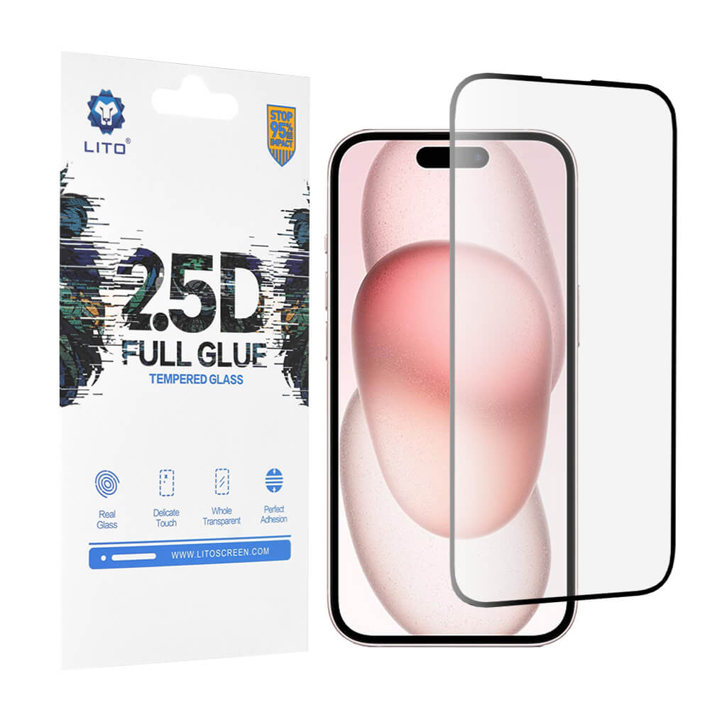 Lito iPhone 15 2.5D 9H Full Screen Αντιχαρακτικό Γυαλί Οθόνης - Black