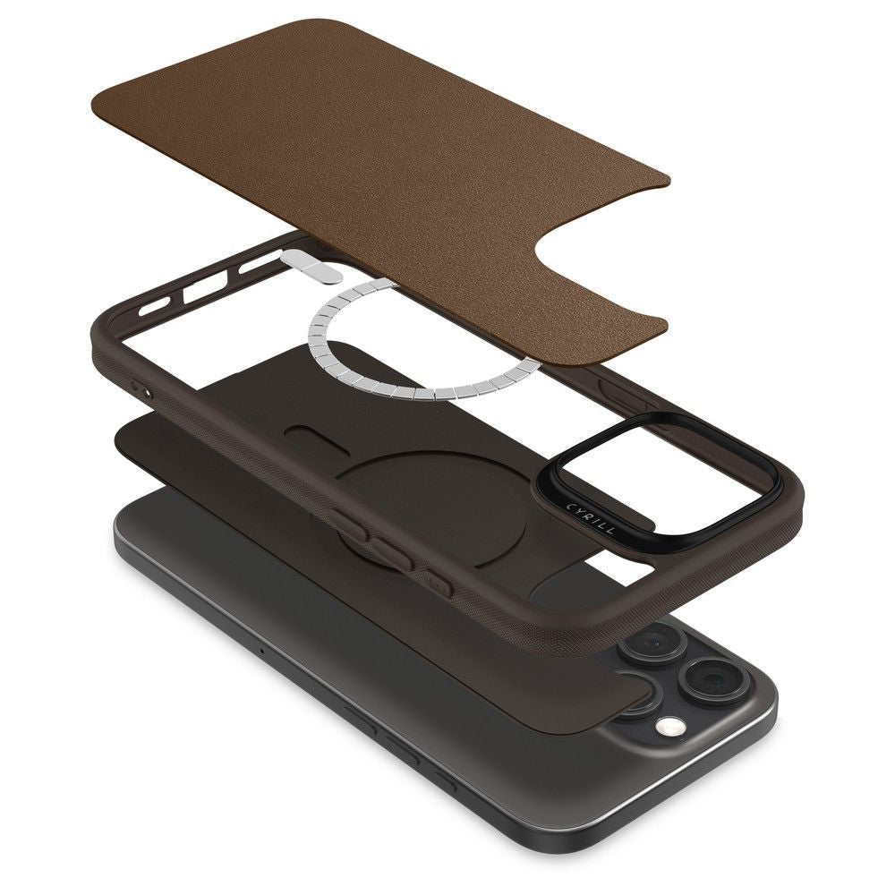 Spigen Cyrill iPhone 16 Pro Kajuk Mag Θήκη με Επένδυση Συνθετικού Δέρματος και MagSafe - Saddle Brown