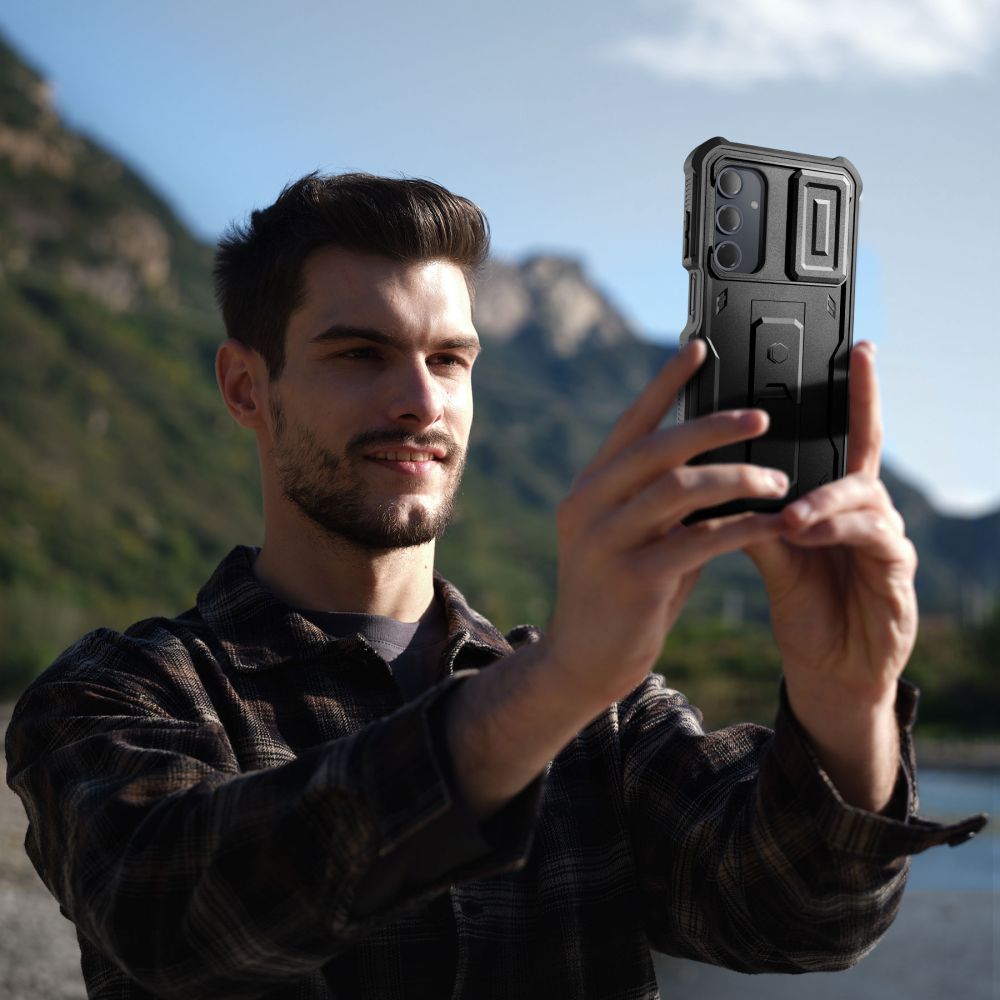 Tech - Protect Samsung Galaxy A16 4G / A16 5G Kevlar Cam+ Θήκη 360 Full Body με Προστασία για την Οθόνη και την Κάμερα και Stand - Black