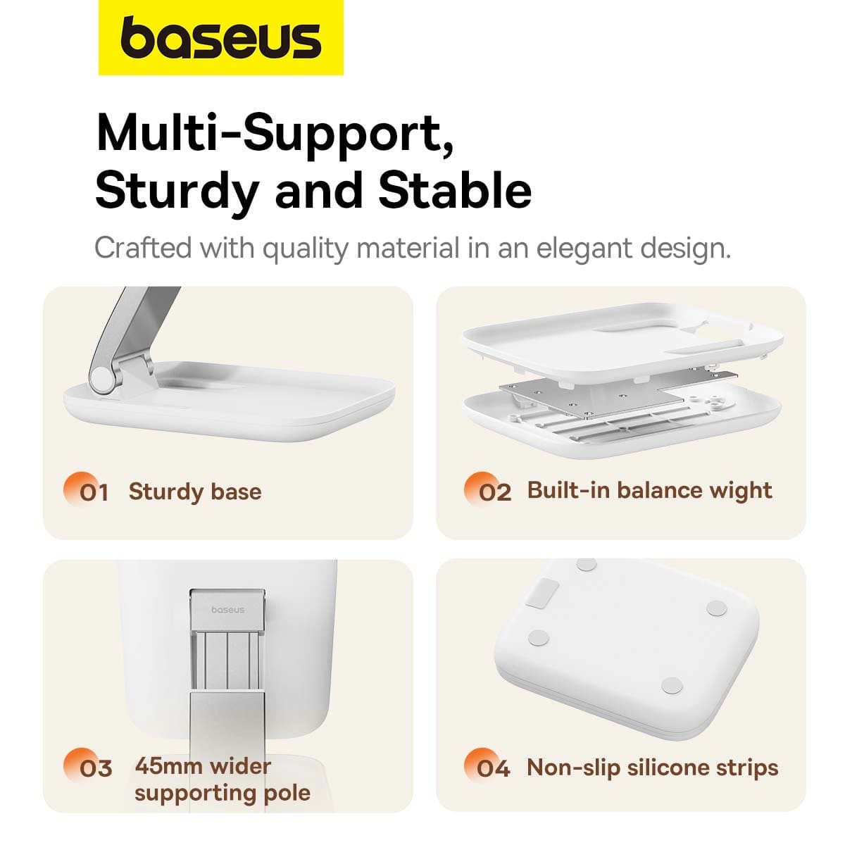 Baseus BS - HP009 Seashell Series Αναδιπλούμενη Βάση Στήριξης Tablet - White