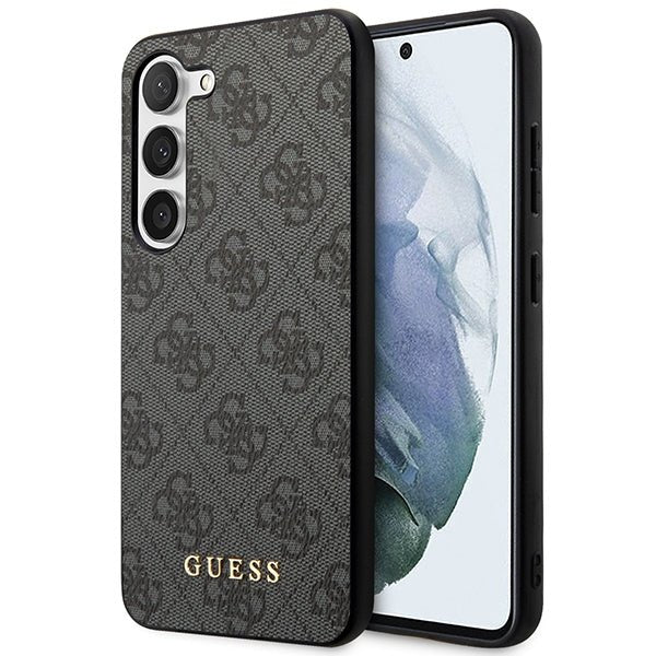 Guess Samsung Galaxy S24+ - 4G Metal Gold Logo Σκληρή Θήκη με Επένδυση Συνθετικού Δέρματος - Black - GUHCS24MG4GFGR