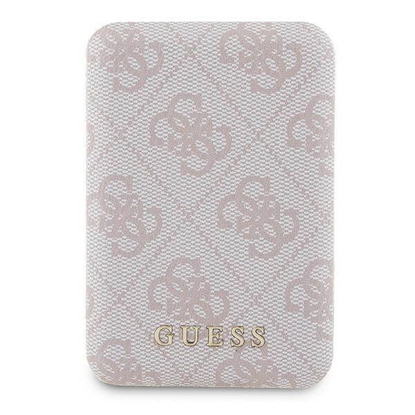 Guess PowerBank 15W - MagSafe 4G Leather Metal Logo - 5000 mAh - Pink - GUPB5FP4EMGP
