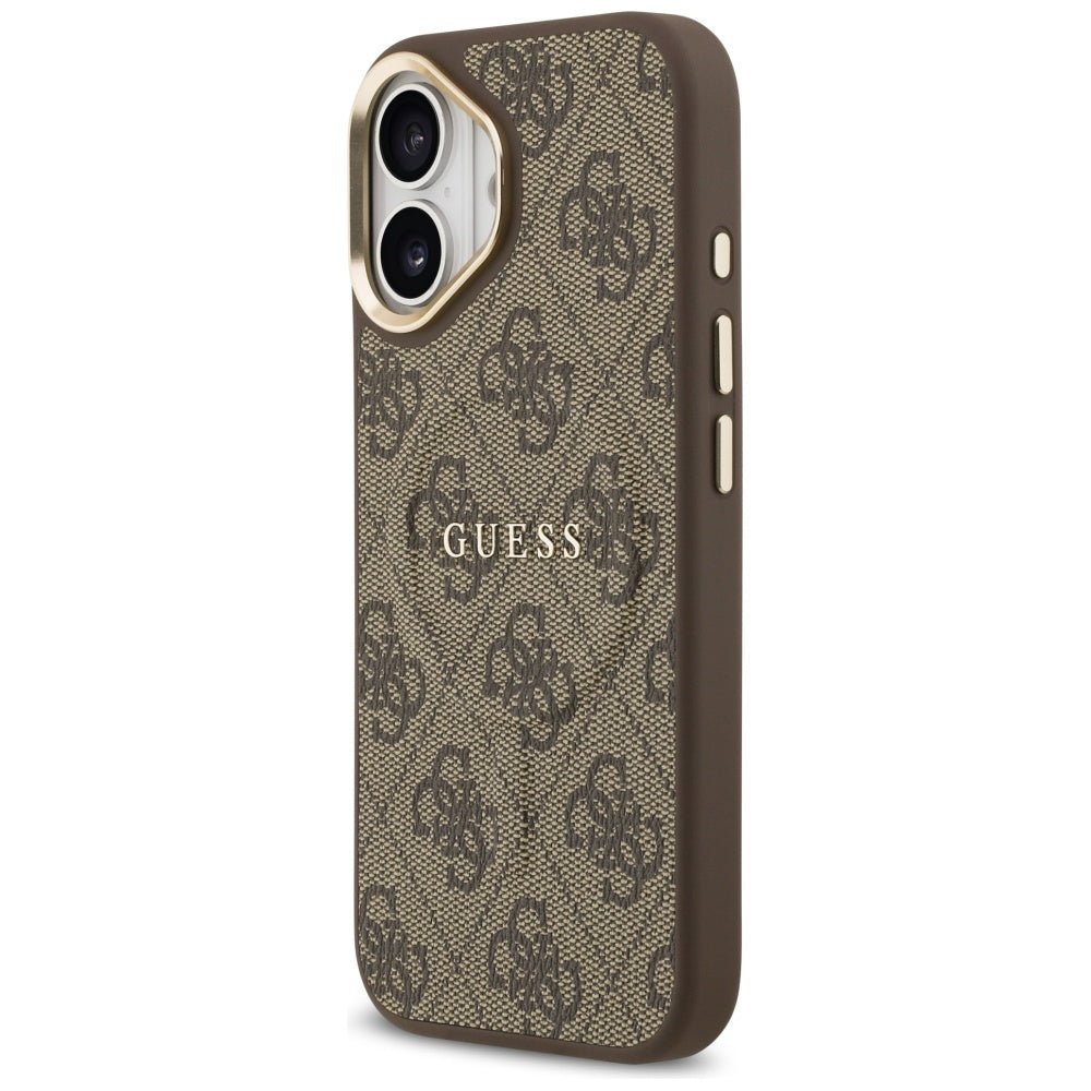 Guess iPhone 17 - 4G PU Classic Logo MagSafe - Σκληρή Θήκη με Πλαίσιο Σιλικόνης και Επένδυση Οικολογικού Δέρματος - Brown - GUHMP17SP4MSEGCW
