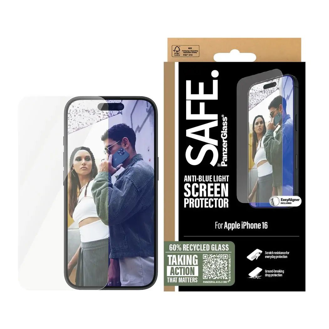Safe by PanzerGlass iPhone 15 / iPhone 16 Ultra - Wide Fit Anti - Blue Light Screen Protector Αντιχαρακτικό Γυαλί Οθόνης - Διάφανο - SAFE95879