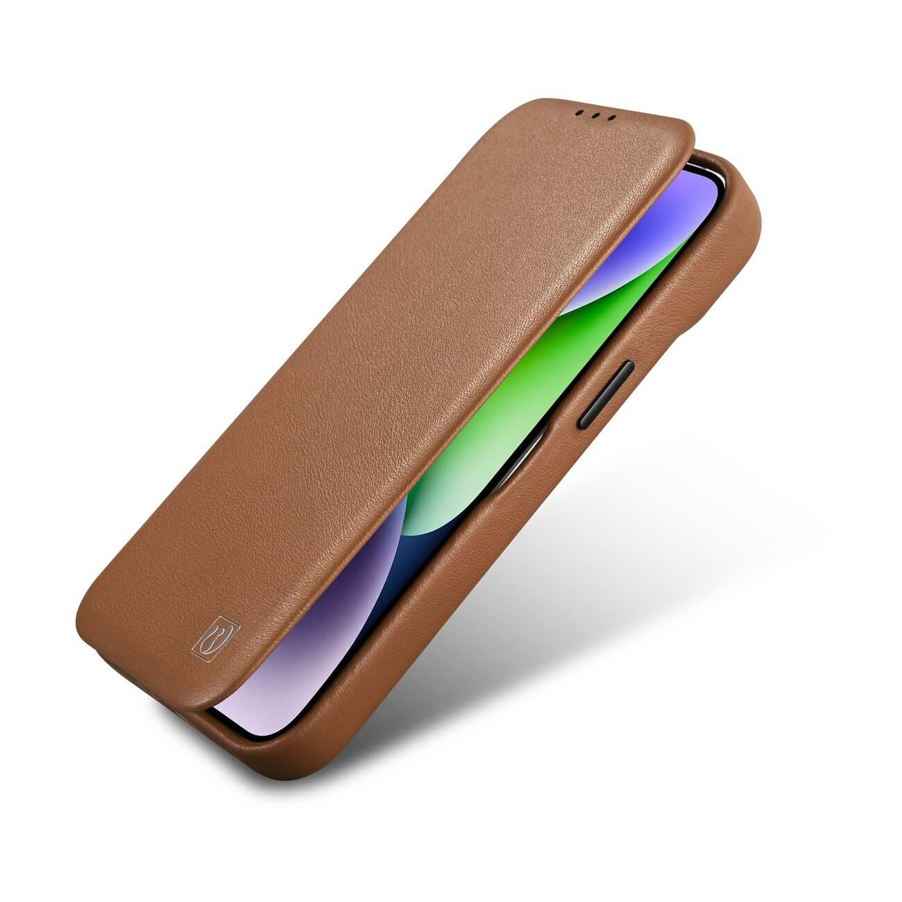 iCarer iPhone 14 Pro Max CE Premium Leather Folio Θήκη Βιβλίο από Γνήσιο Δέρμα με MagSafe - Brown
