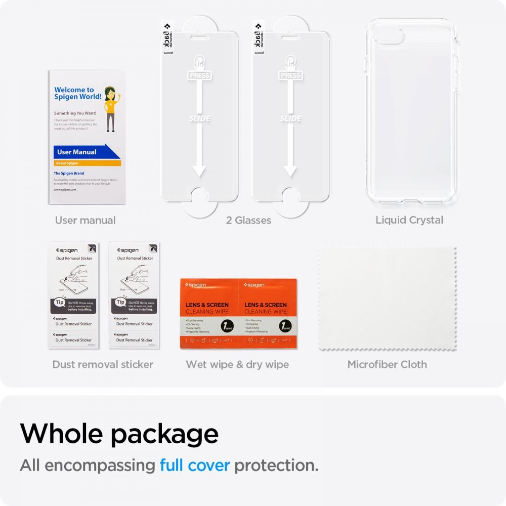 Spigen iPhone SE 2022 / SE 2020 / 7 / 8 Crystal Pack Θήκη Σιλικόνης με Προστασία Οθόνης - Crystal Clear